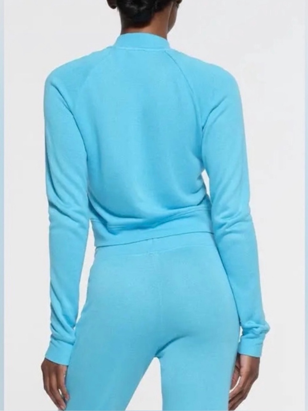NWT SKIMS Sport French Terry Shrunken Zip Cardigan in Cyan Size XL - Picture 2 of 9
